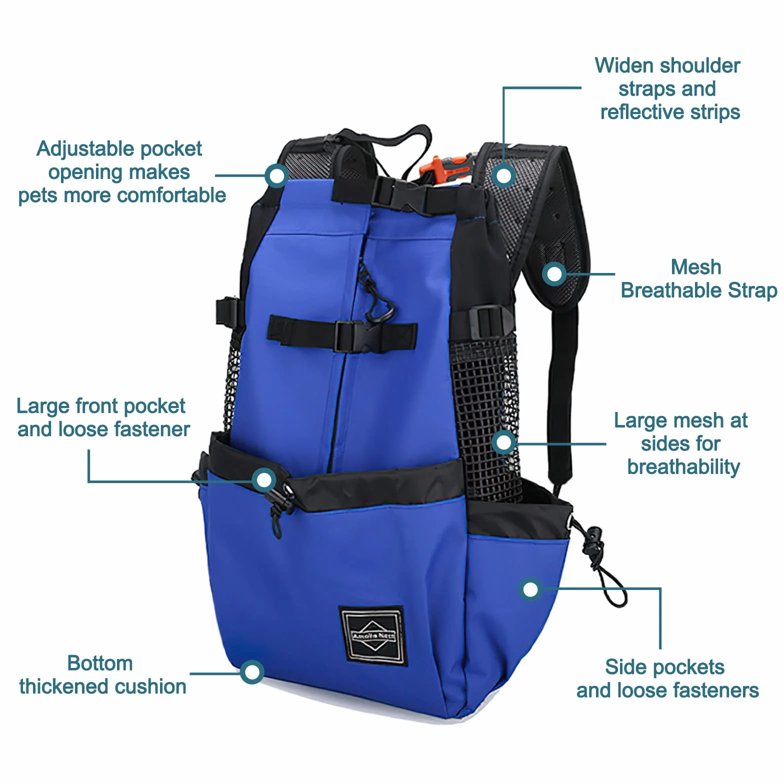 Galatée Hundetragerucksack, Tragbarer Verstellbarer Hunderucksack, Belüfteter Haustiertragerucksack, Haustierrucksack Zum Wandern Im Freien Wandern Bergsteigen Reisen(XL, Schwarz)