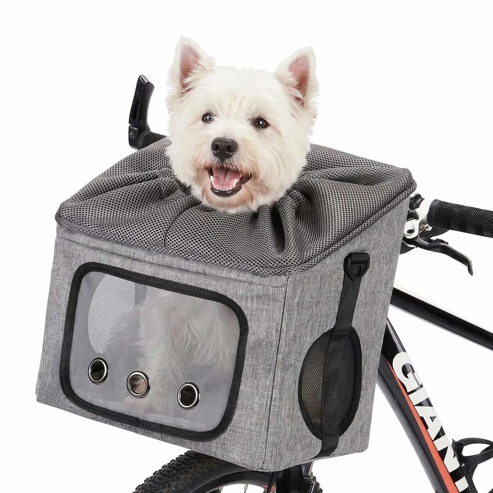 Ownpets Hundekorb Fahrrad Vorne bis 8kg, Faltbarer Hundefahrradkorb mit Sicherheitsseil, atmungsaktiver Fahrradkorb für Hunde – 3 in 1 als Autositz & Schultertasche mit verstellbarem Schultergurt