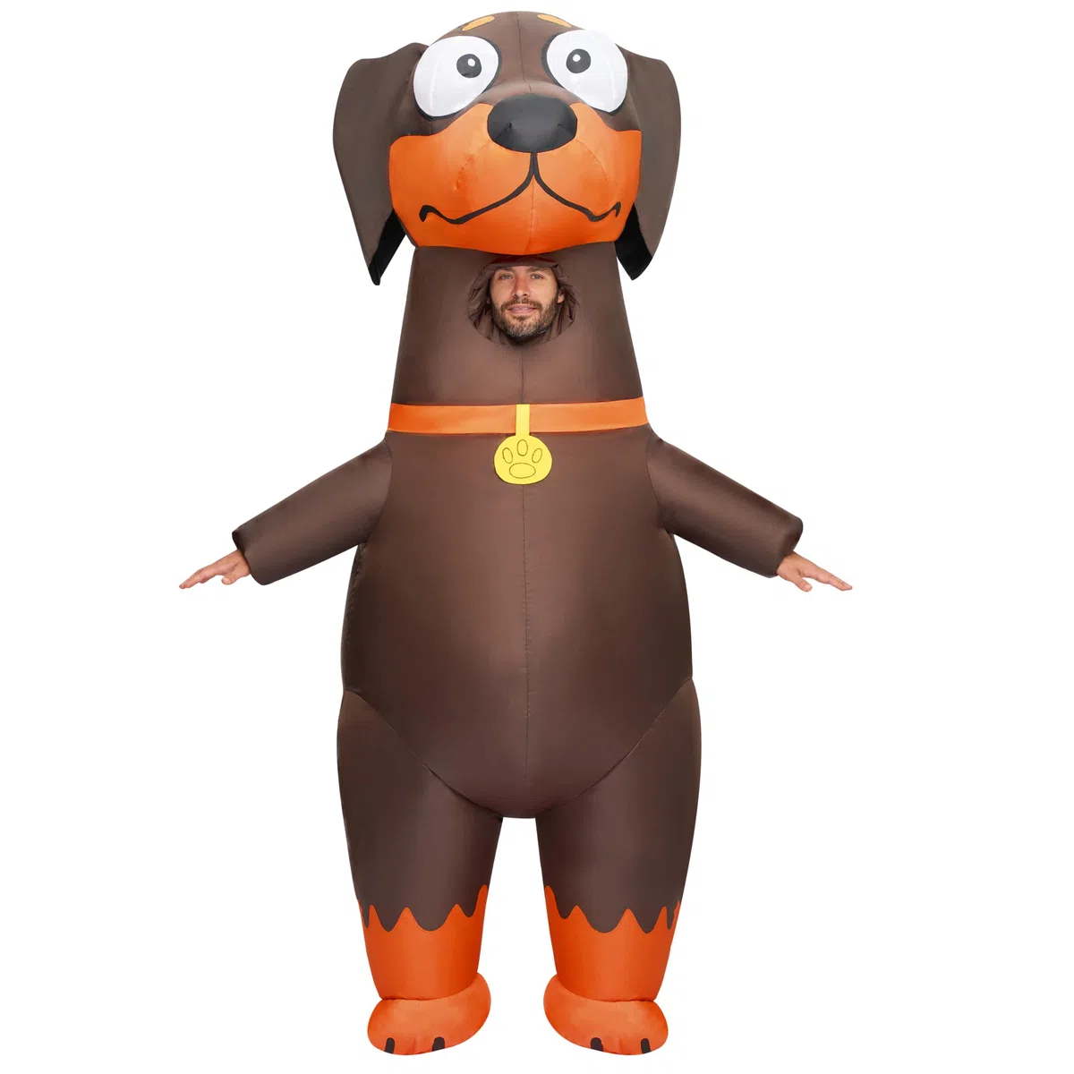 Spooktacular Creations Aufblasbare Kostüme für Erwachsene, Ganzkörper-Dackel, aufblasbares Hundekostüm, für Halloween-Kostüm, Cosplay, Welpen-Themenpartys, Braun, L