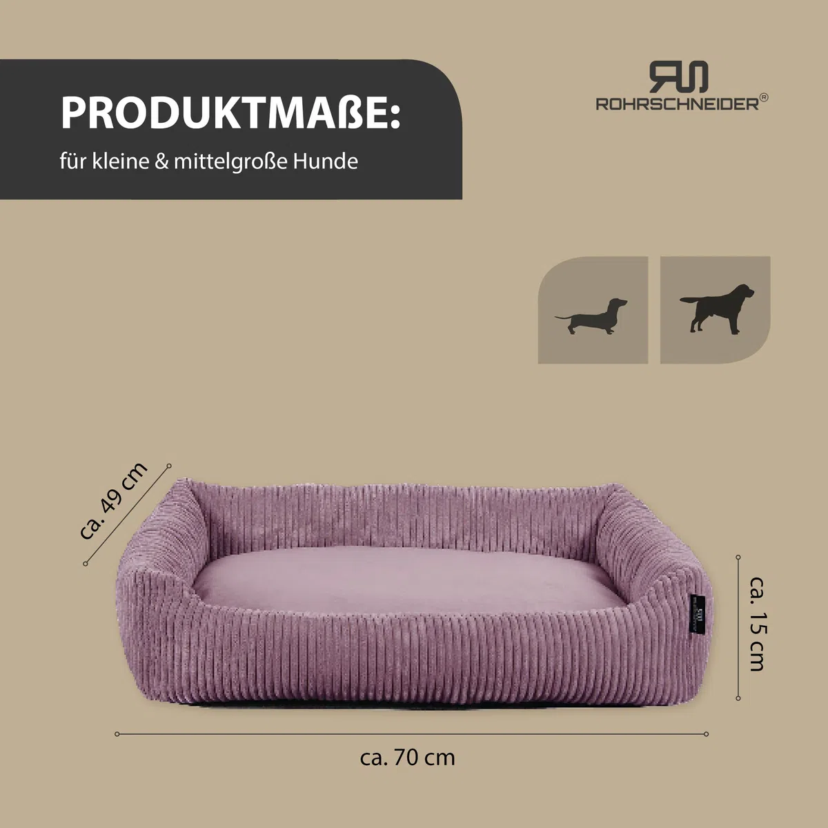 Rohrschneider Hundebett kleine und mittelgr. Hunde (Altrosa 70x50 cm)