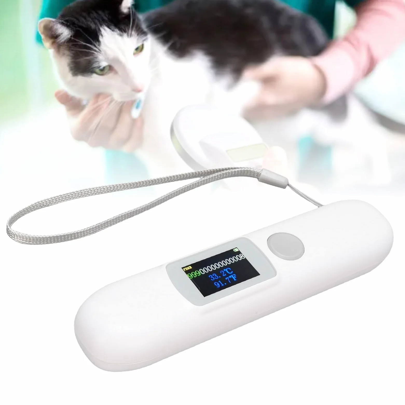 RiToEasysports Haustier-Mikrochip-Scanner mit Temperaturüberwachung, Lesegerät für ISO-FDX-B-Chips, Farbdisplay für Tierärzte und Tierhalter