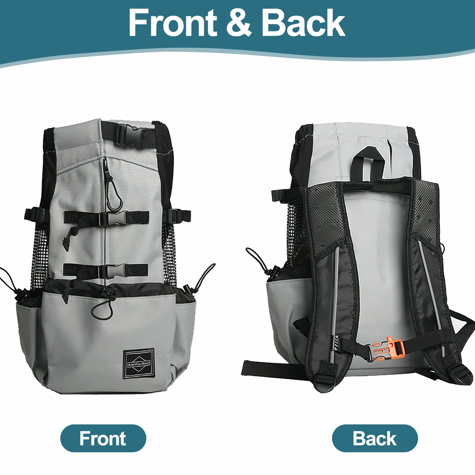 Galatée Hundetragerucksack, Tragbarer Verstellbarer Hunderucksack, Belüfteter Haustiertragerucksack, Haustierrucksack Zum Wandern Im Freien Wandern Bergsteigen Reisen(XL, Schwarz)