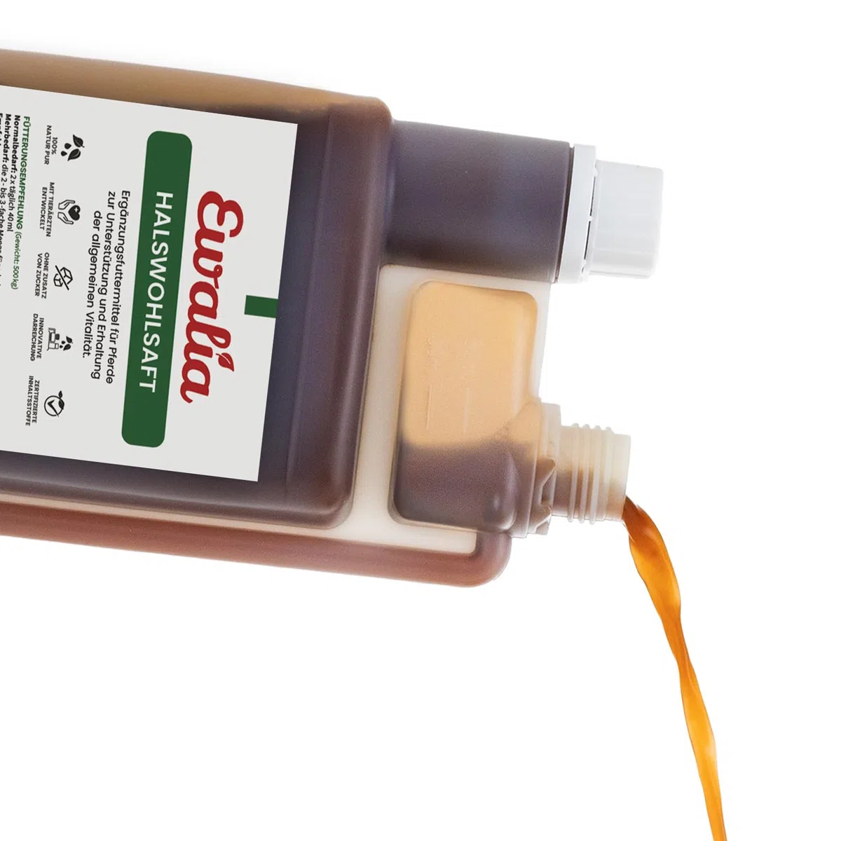 NEU! EWALIA Halswohlsaft - Beruhigendes Ergänzungsfuttermittel für Pferde, Förderung des allgemeinen Wohlbefindens, Natürliche Kräuterformel für Vitalität - mit Tierärzten entwickelt, 2x1 Liter