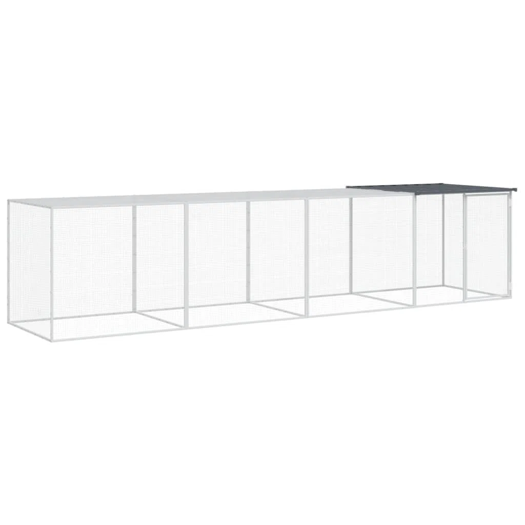 Hühnerkäfig mit Dach Anthrazit Verzinkter Stahl 403x98x90 cm mit Tür Riegel Schutz für Kleintiere und Kaninchenstall Outdoor Garten Freigehege Meerschweinchenkäfig