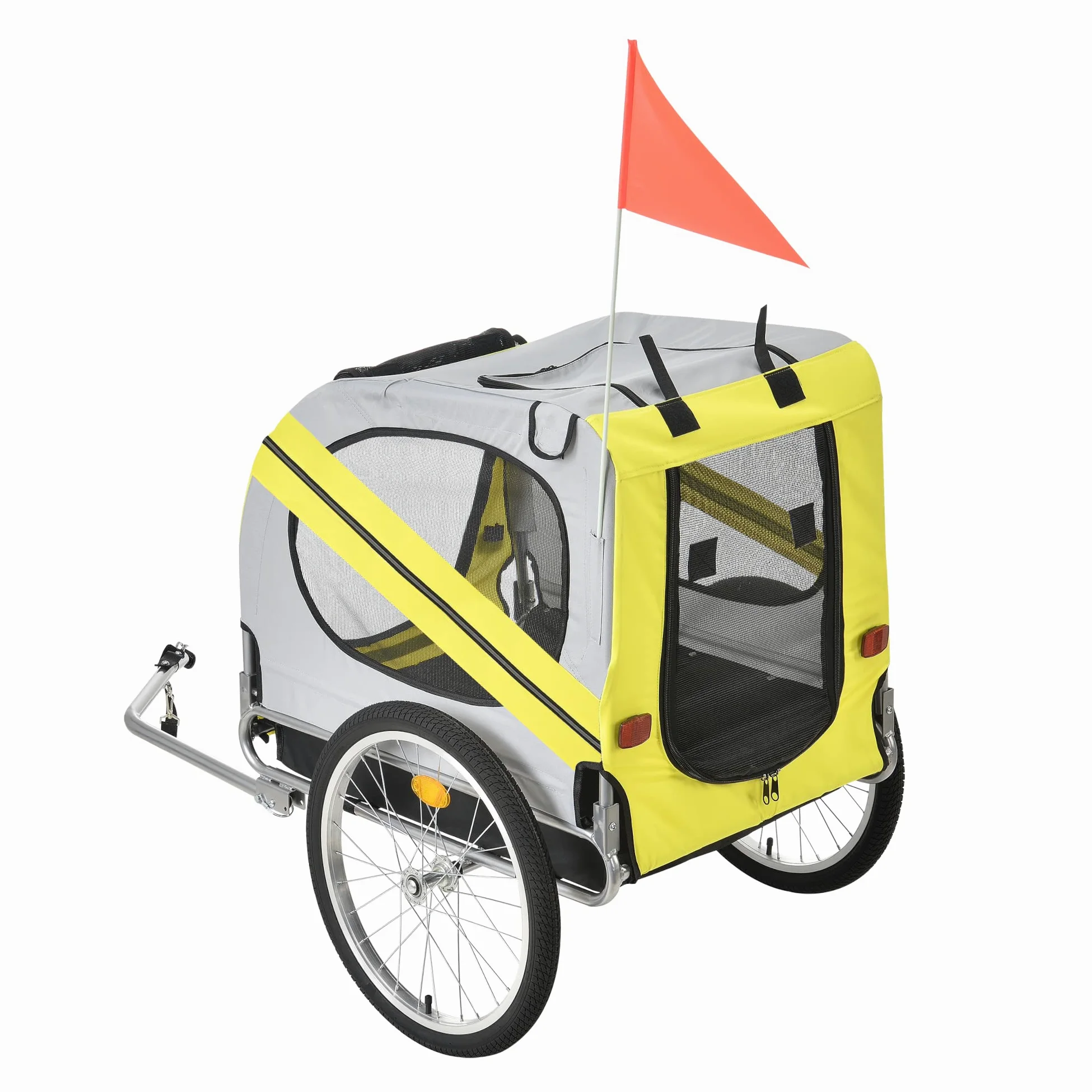 pro.tec Fahrradanhänger Hundeanhänger Hunde Transport bis zu 26 kg Anhänger Fahrrad Trailer Gelb/Blau