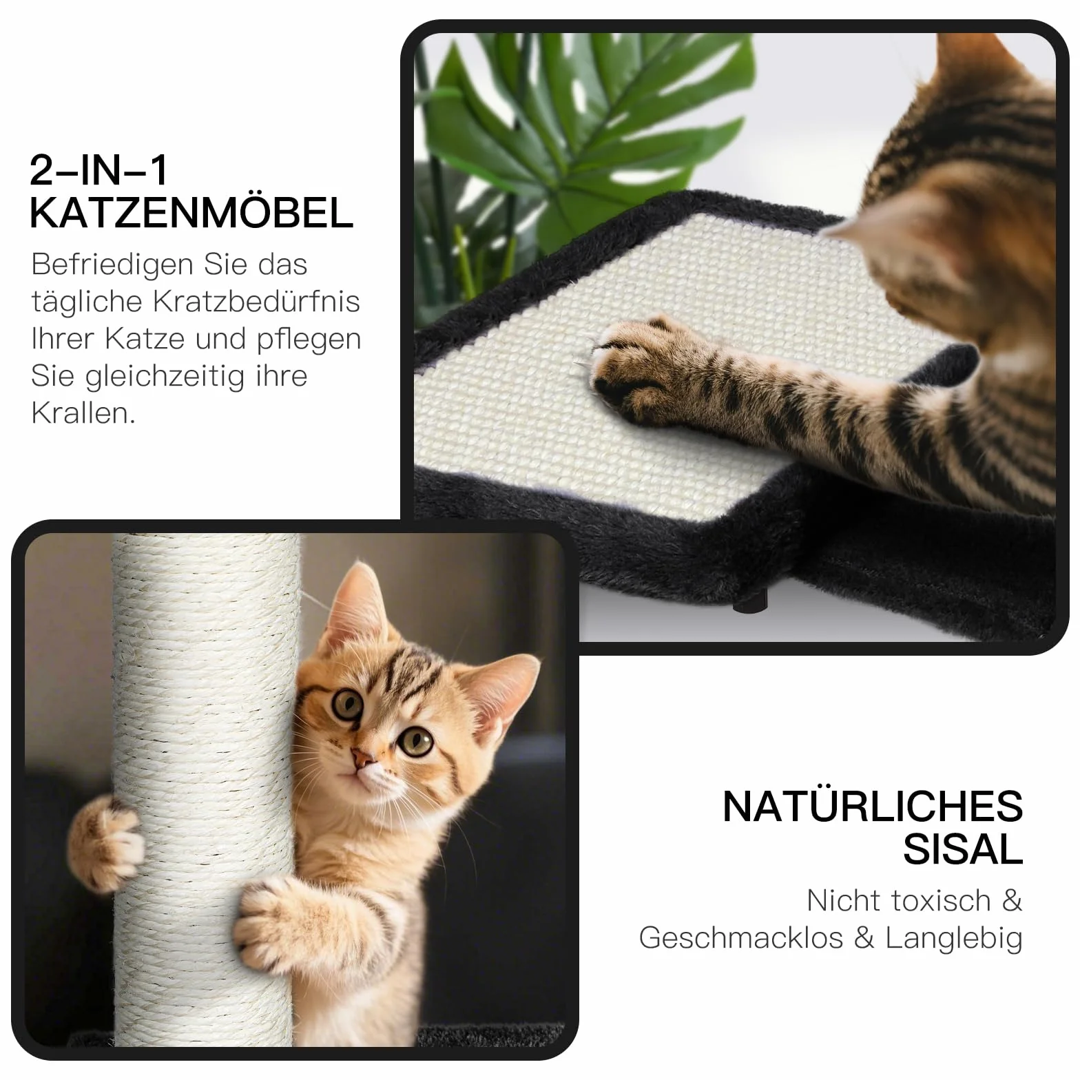 Zvonema Kletterwand Katzen, Katzen Wandelemente 10-teilig, Stabiler Holz Katzenwand, Bequem Plüsch Katzenmöbel, Kratzbaum Wand mit Katzenhaus, Brücke, Treppe, Kratzbrett, Katzenliege & Hängeball