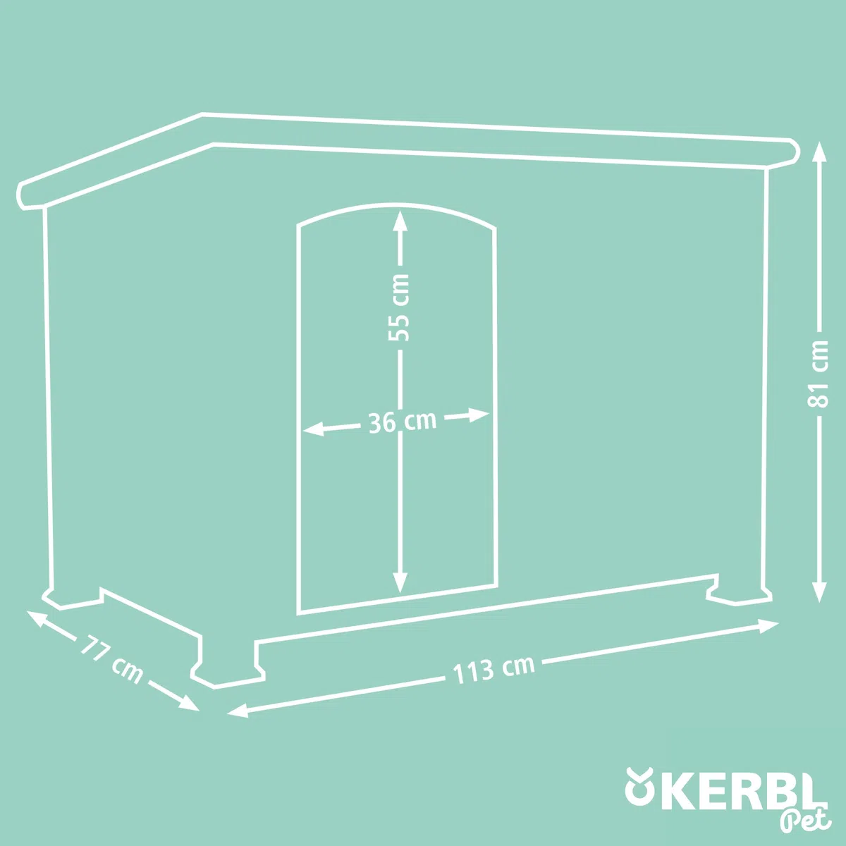 Kerbl Pet Hundehütte Kenny, weiß/grau, 113x77x81 cm, Hundehöhle, Holz, Hunde
