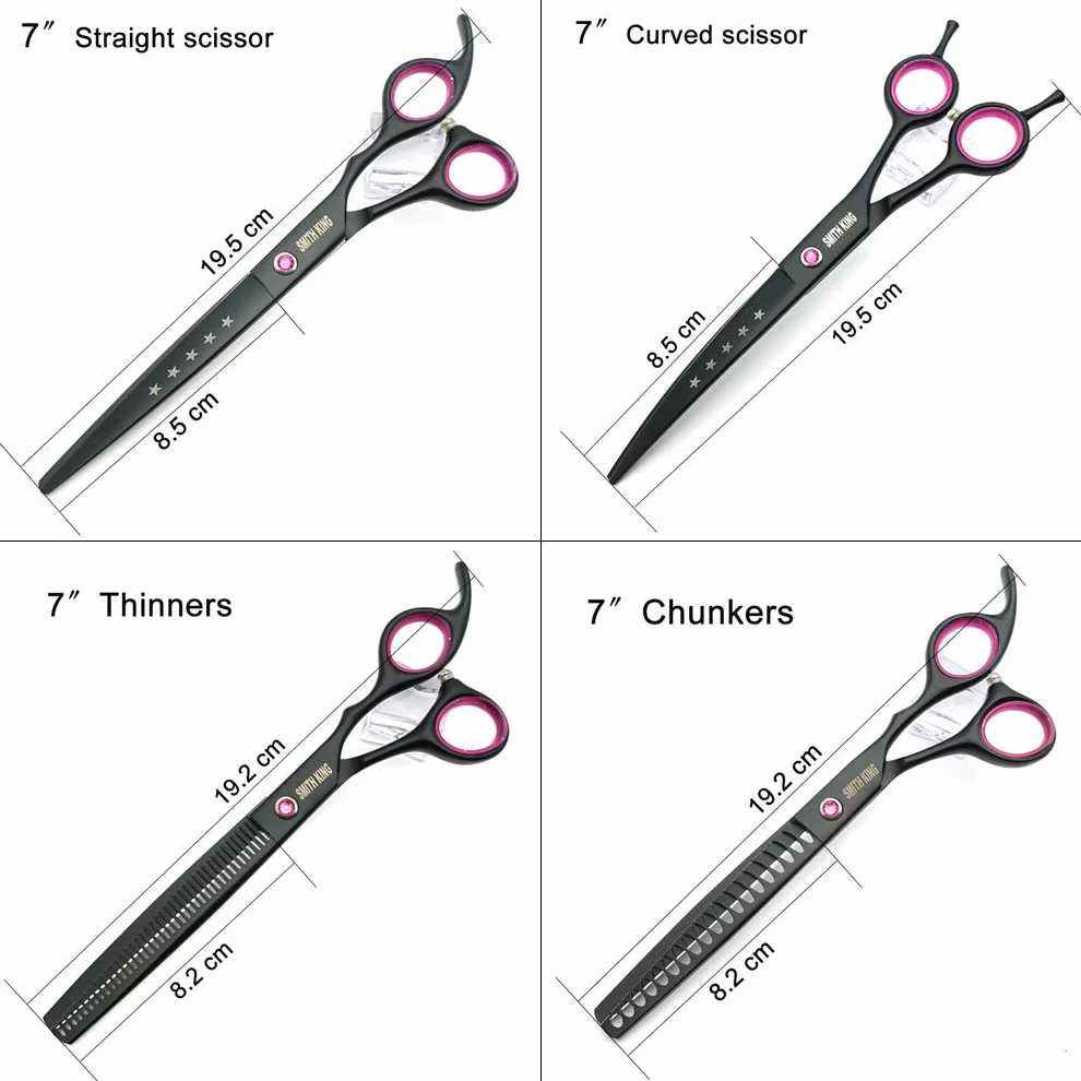 7,0 Zoll Hundepflege Schere Set Hund gerade Schere & Ausdünnungsschere & gebogene Schere & chunker & comb 5Stk Set