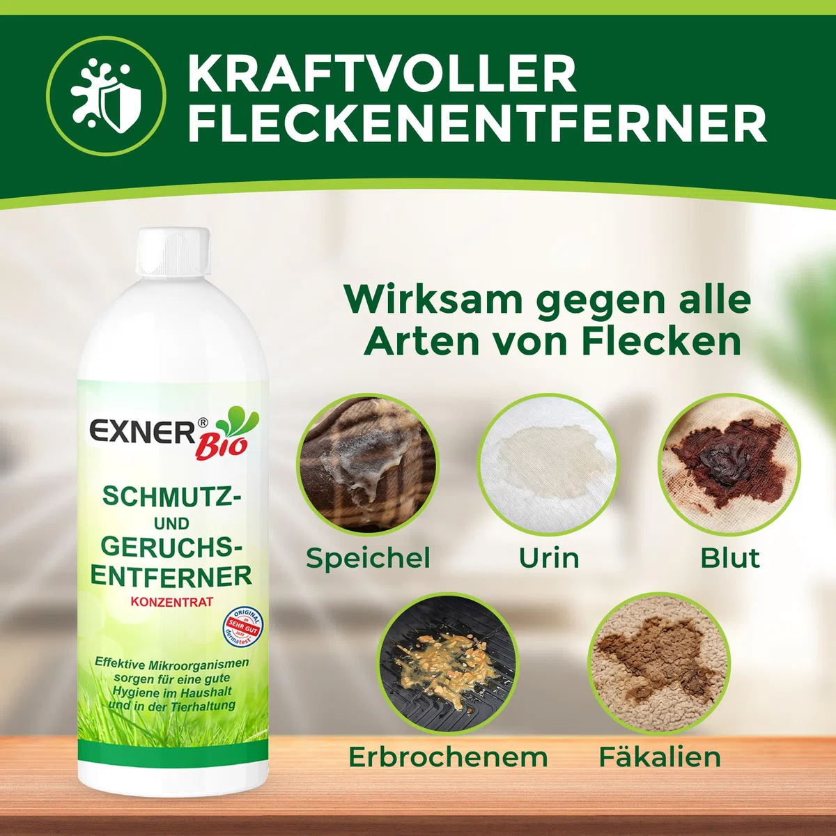 Enzymreiniger Konzentrat gegen Tiergerüche & organische Gerüche – Geruchsentferner & Geruchsneutralisierer mit effektiven Mikroorganismen gegen Urin, KOT & Erbrochenes – 1 Liter