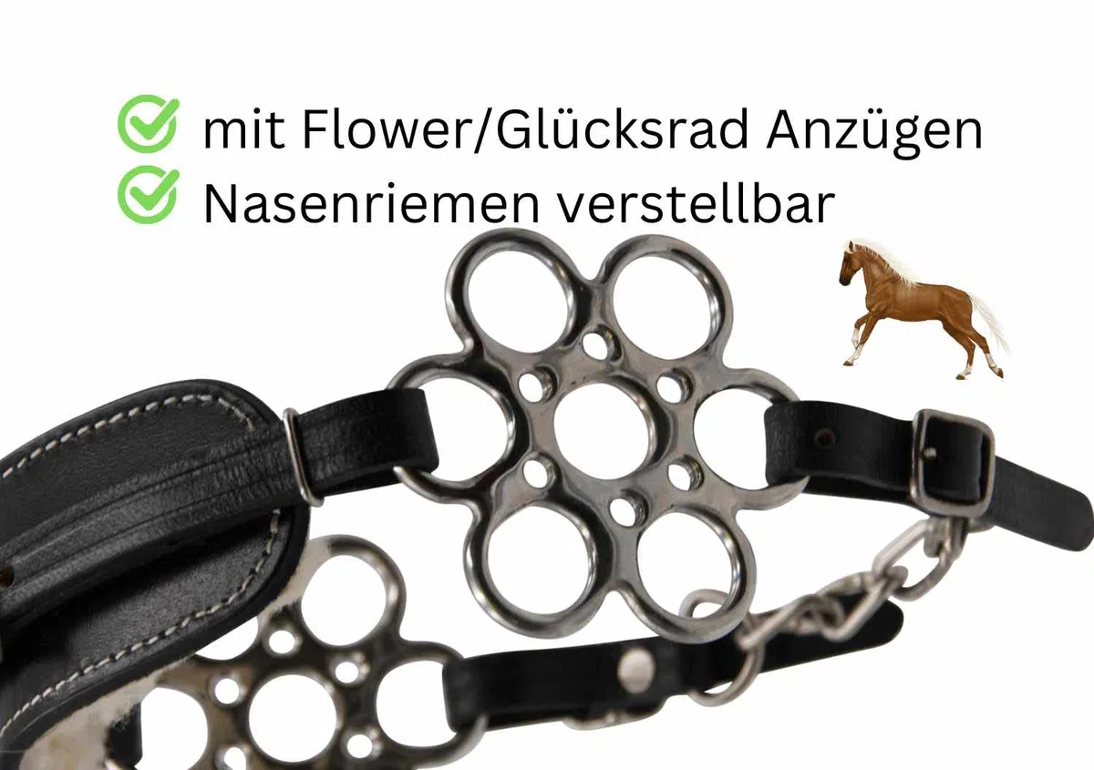 AMKA Hackamore Flora mit Flower Rad weich gepolstert gebisslose Zäumung