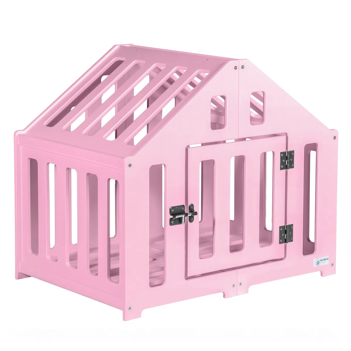 Hundehütte aus Holz, Hundekäfig Verschließbar, Tierhaus, Hundelaufstall, Hundehaus, Haustierbox, Hund, Katze, Indoor, Rosa