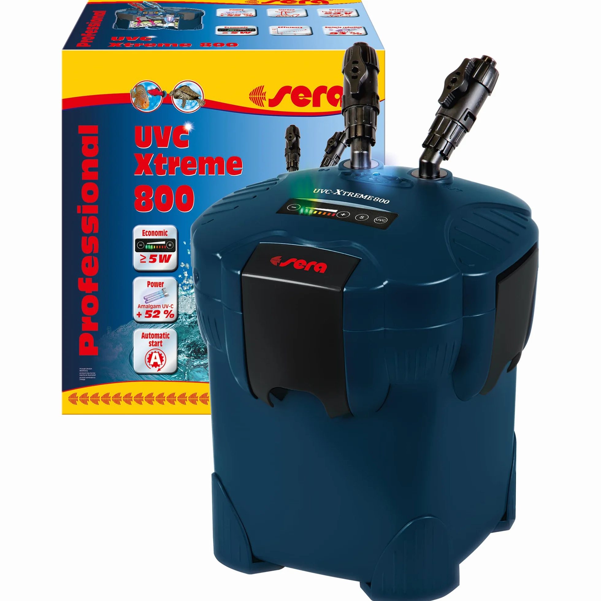 sera UVC-Xtreme 800 | Außenfilter für Aquarien | mit integrierter UVC-Amalgam-Lampe | elektronisch steuerbar | 2 Leistungsstufen | für klares und gesundes Wasser