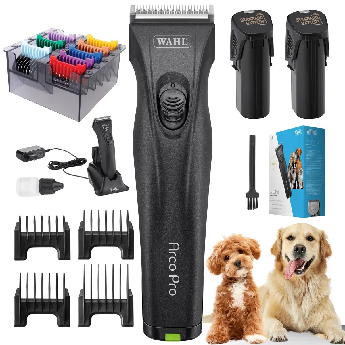 Agrarzone Wahl Arco Pro Hundeschermaschine 2 Akkus Schermaschine Hund Moser | Aufsteckkamm Set, Moser, leistungsstark, Rasierer, Trimmer, Katzen