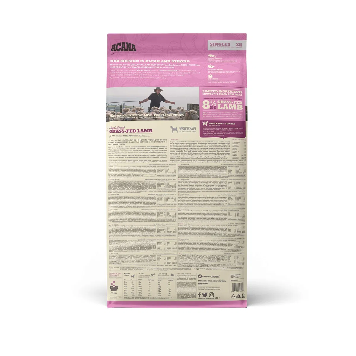 Acana Singles Grass-fed Lamb & Okanagan Apple Dog - 17 kg