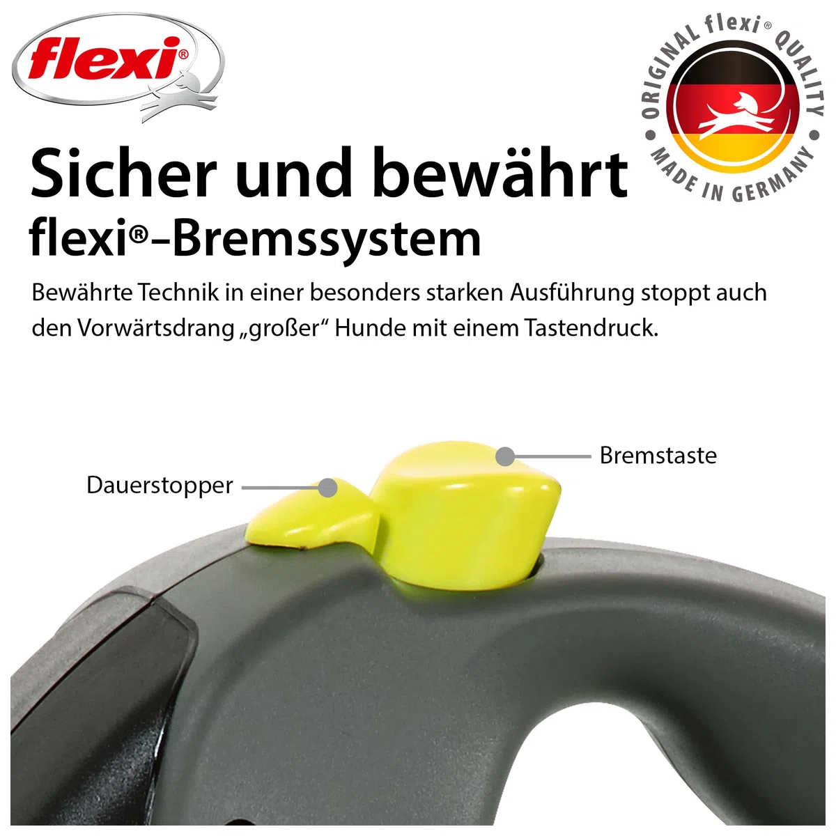flexi® Giant Professional L | 10m Gurt Roll-Leine für Hunde bis 50 kg | schwarz/neon-gelb | ausziehbare Hundeleine | Gewicht 861.1 gr | Maße 18 x 24 cm