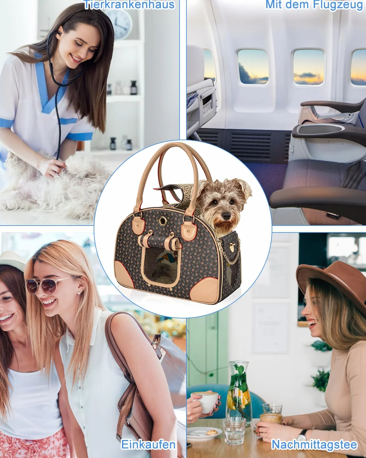 OUUTMEE Hundetasche Tragbarkeit,42 x 18 x 31 cm Hundetransporttasche bis 4 kg,Hunde Reisetasche,Geeignet für den Transport Kleiner Hunde und Katzen auf Ausflügen
