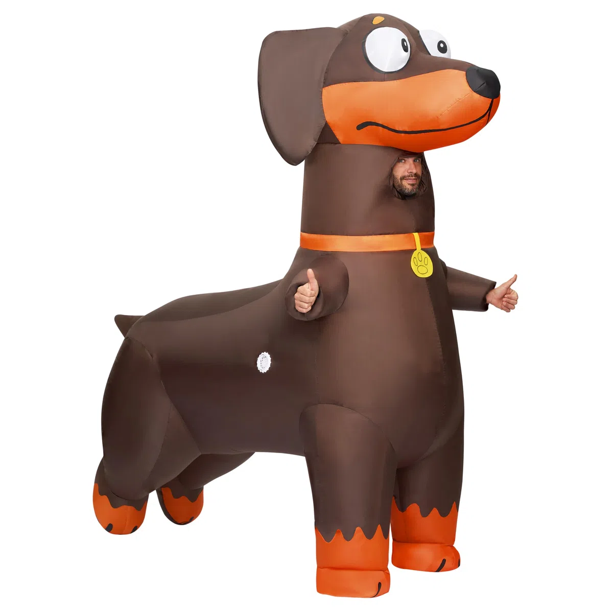Spooktacular Creations Aufblasbare Kostüme für Erwachsene, Ganzkörper-Dackel, aufblasbares Hundekostüm, für Halloween-Kostüm, Cosplay, Welpen-Themenpartys, Braun, L