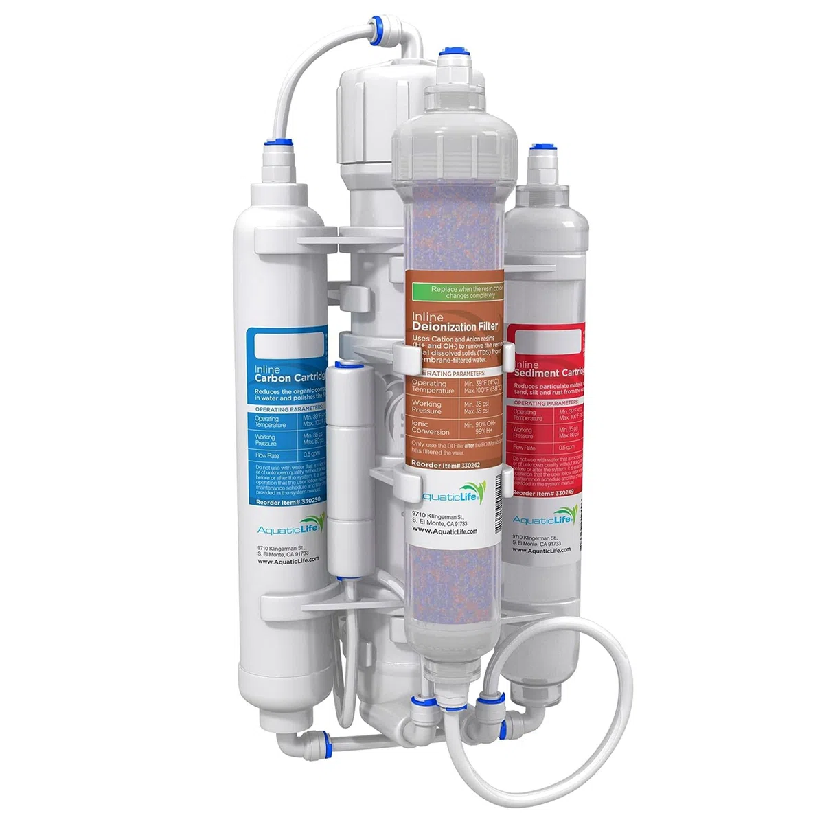 Aquatic Life RO Buddie 4-stufige Umkehrosmose-Entionisierungs-Wasserfilteranlage RO/DI-Filtrationseinheiten für Aquarium, 50 GPD