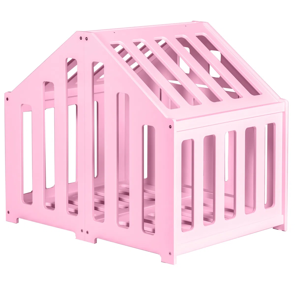 Hundehütte aus Holz, Hundekäfig Verschließbar, Tierhaus, Hundelaufstall, Hundehaus, Haustierbox, Hund, Katze, Indoor, Rosa