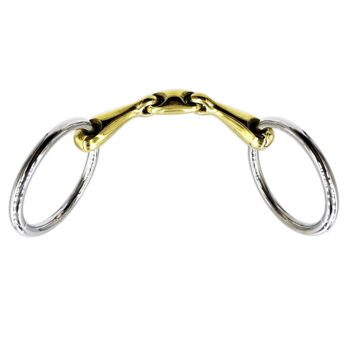 ES0275 Gebiss Wassertrense Doppelt Gebrochen aus Kupfer und Edelstahl Ringdurchmesser 60 mm Gebissstärke 14 mm (14.5 cm)