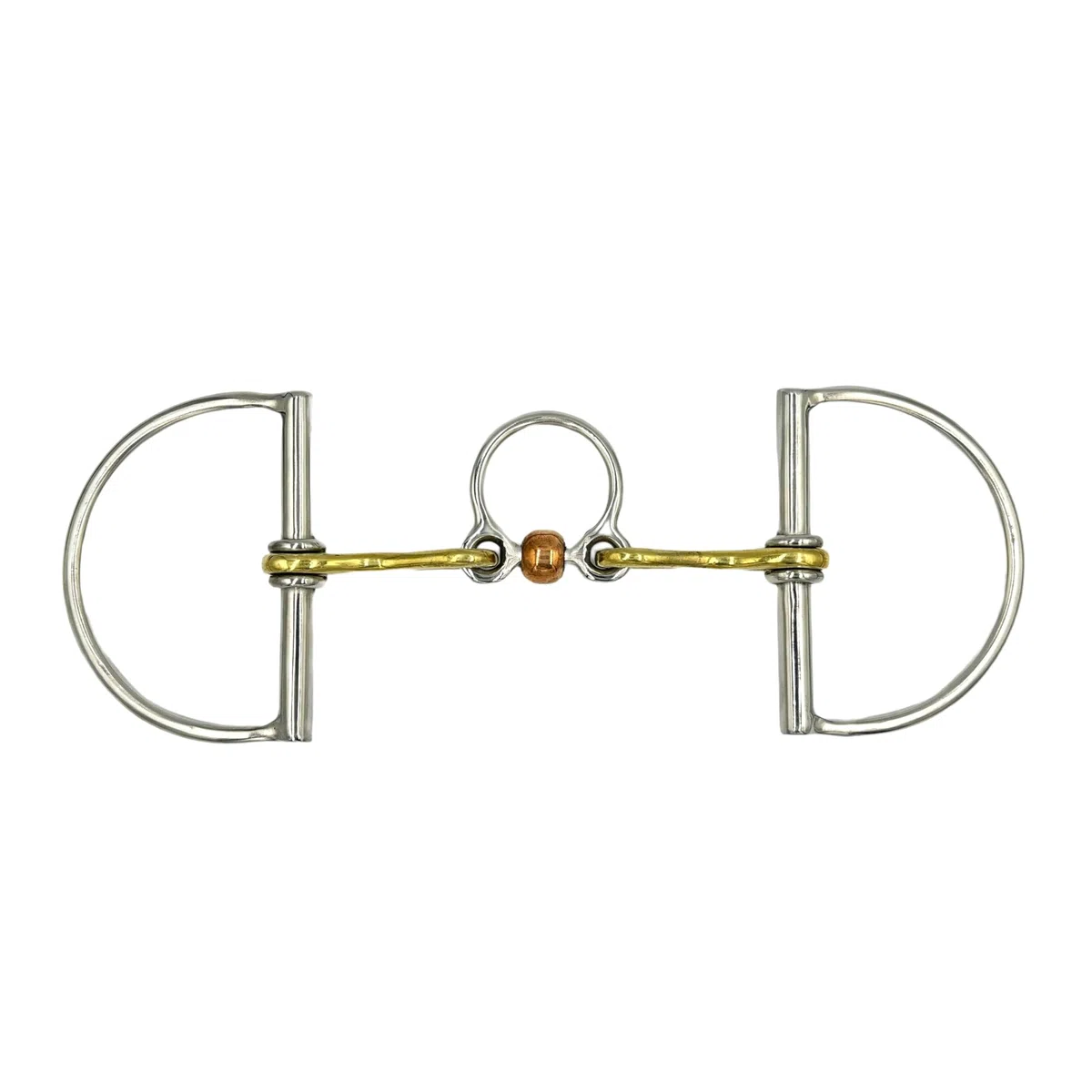 ES0169 JW Gebiss D-Ring D-Trense spezielles Port Trainer Bit mit Kupferrolle aus Edelstahl Gebissstärke 14 mm (13.5 cm)