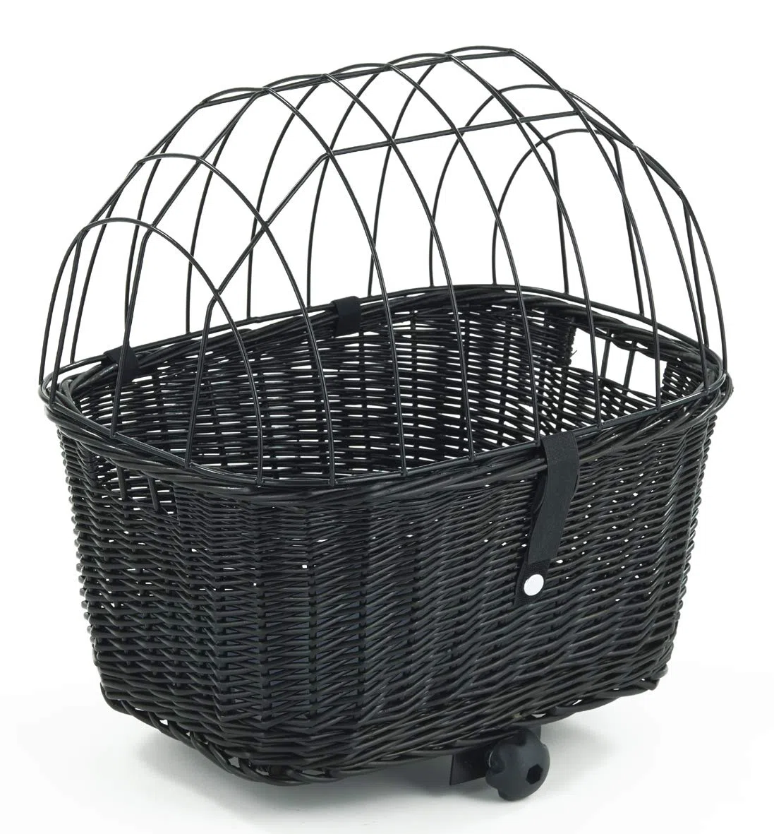 Tigana - Hundefahrradkorb für Gepäckträger aus Weide mit Gitter 50 x 38 cm Eckig Schwarz (S-S) (ohne Kissen)