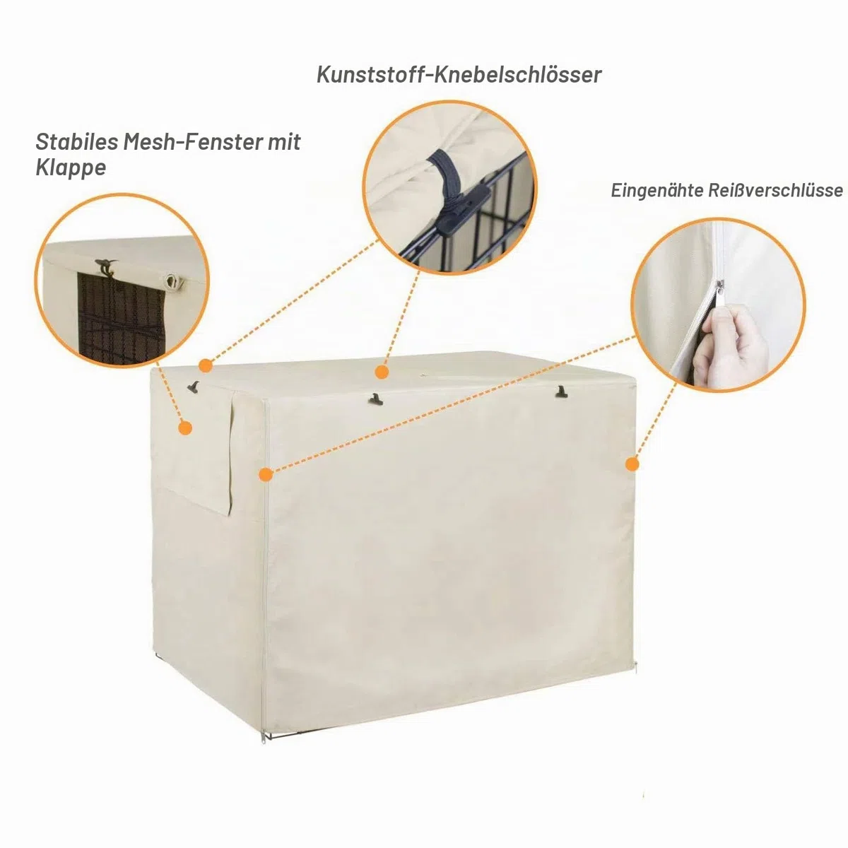 Hundekäfig-Abdeckung Ochsenstoff, universell passend für 91,4 cm Draht-Hundebox