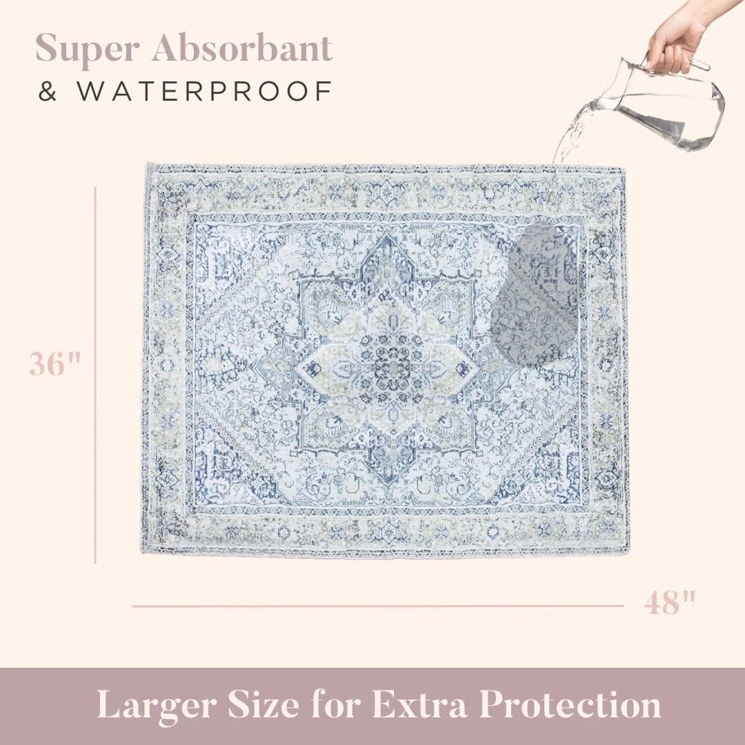 Lovewag Waschbare Hundematten – Dekorativ, 91x122 cm, wasserdicht, rutschfest, saugstark, maschinenwaschbar – Stilvoll für Seniorhunde & Welpen – 2er-Pack (Marmelade Sonnenschein)