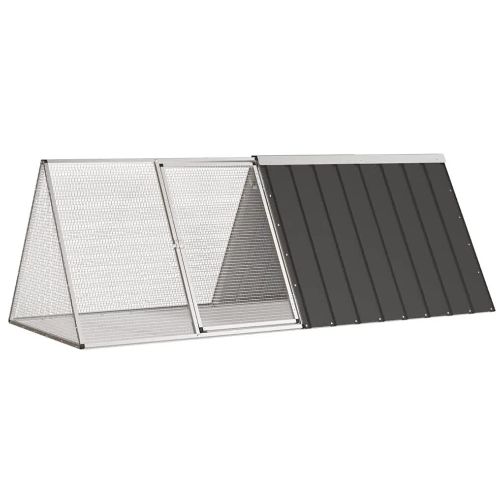 Kaninchenkäfig aus verzinktem Stahl Anthrazit 201,5x80,5x71 cm mit Schwenktür, wetterfest und robust, ideal als Hasenstall, Meerschweinchenkäfig, Nagerkäfig für Garten und Indoor Nutzung