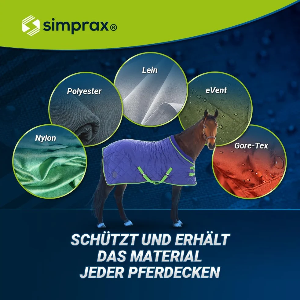 Pferdedecken Waschmittel als Vorbereitung für wirkungsvolle Imprägnierung I erneuert Atmungsaktivität, Effektiv gegen Schmutz für Sattelunterlagen, Synthetik & Baumwollendecken, OEKO