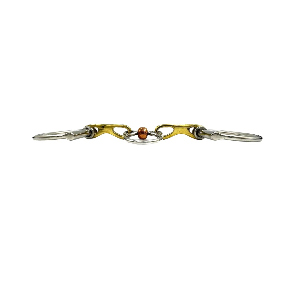 ES0169 JW Gebiss D-Ring D-Trense spezielles Port Trainer Bit mit Kupferrolle aus Edelstahl Gebissstärke 14 mm (13.5 cm)