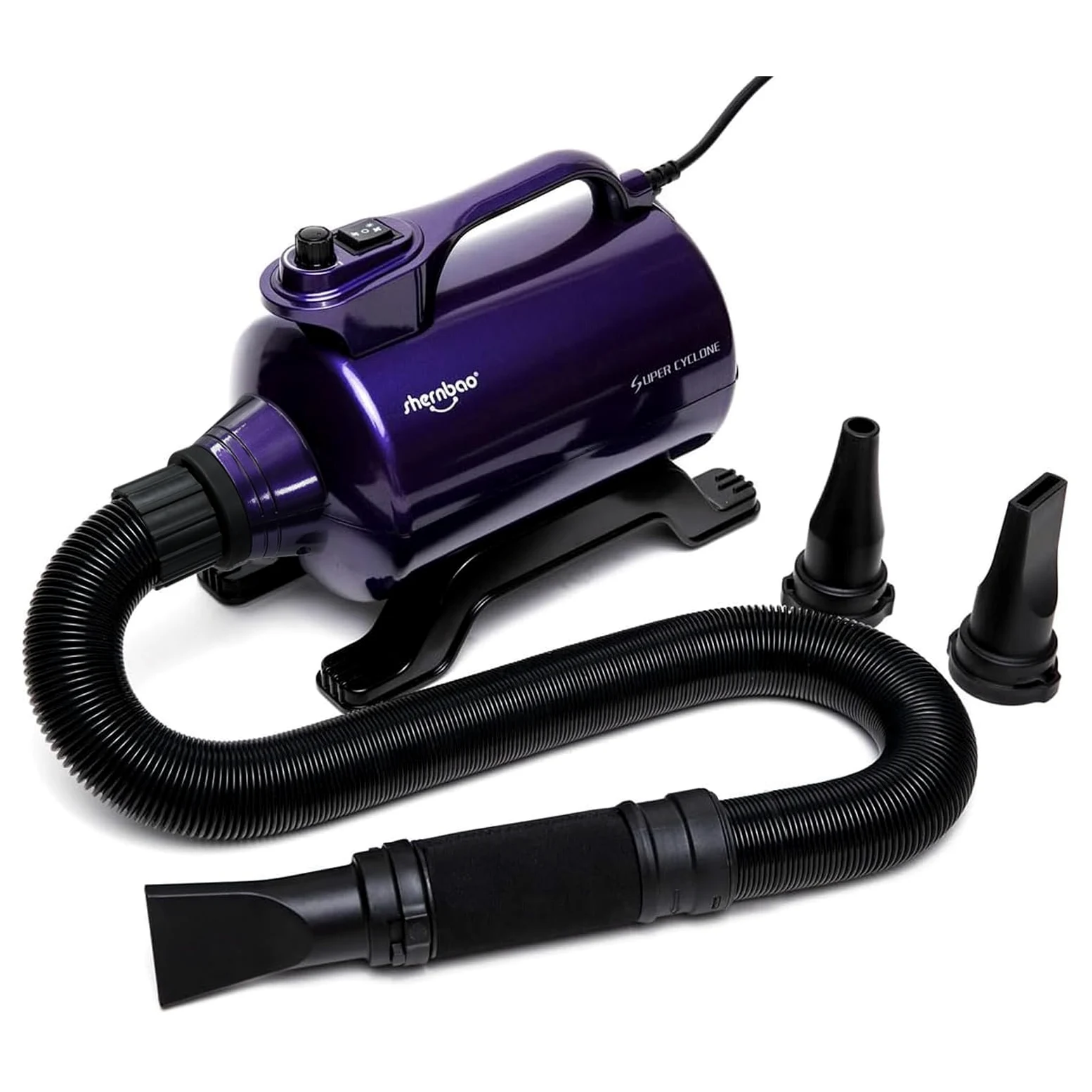 Hundefön Blower Pet Dryer Haustier-Fellpflegegebläse mit Heizung | stufenlos 5.0 PS (Lila)