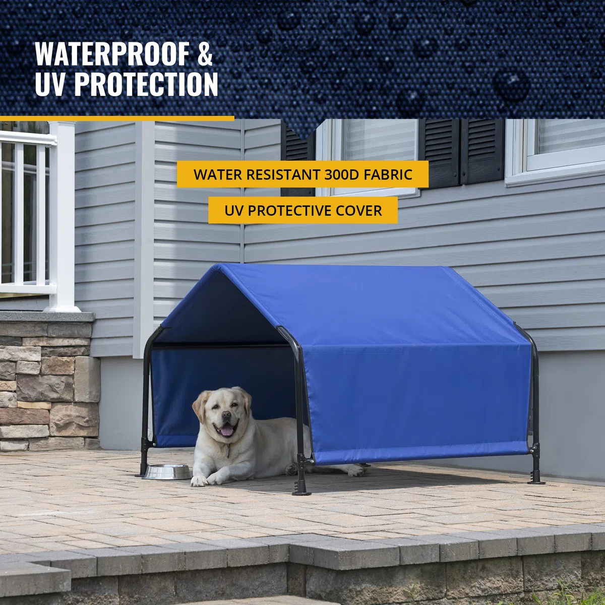 ShelterLogic 1,5 m Outdoor-Haustier-Schatten, vielseitiges Haustier-Überdachungszelt für mittelgroße bis großblütige Hunde, Katzen, Kleintiere und Nutztiere, Blau