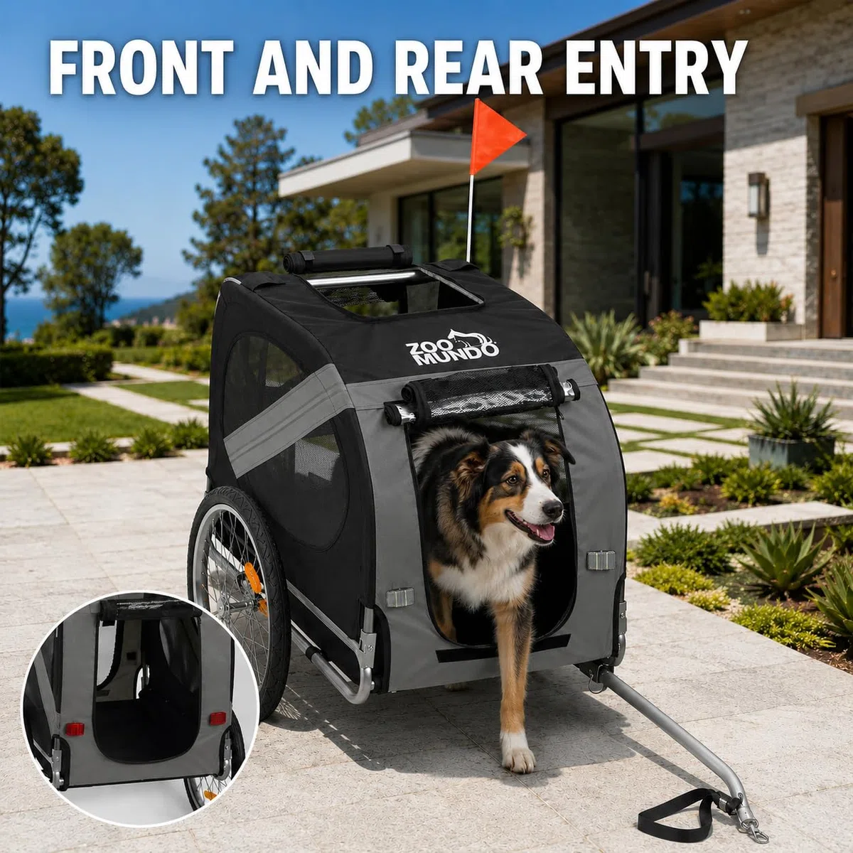 zoomundo Fahrradanhänger Hundeanhänger für Hunde-Transport Silver Frame