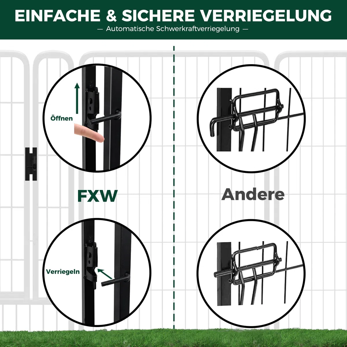 fxw Welpenauslauf für Hof, Wohnmobil-Camping, 80cm 8 Paneele für Kleine und Mittlere Hunde│Patentiert