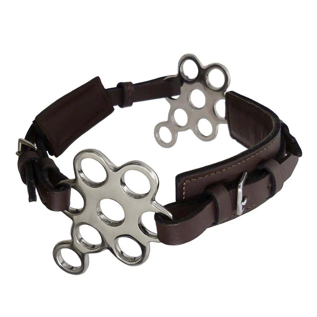 Hackamore Flower - Zaum Reithalfter aus Leder mit Edelstahlbeschlag und Polsterung - Unisize