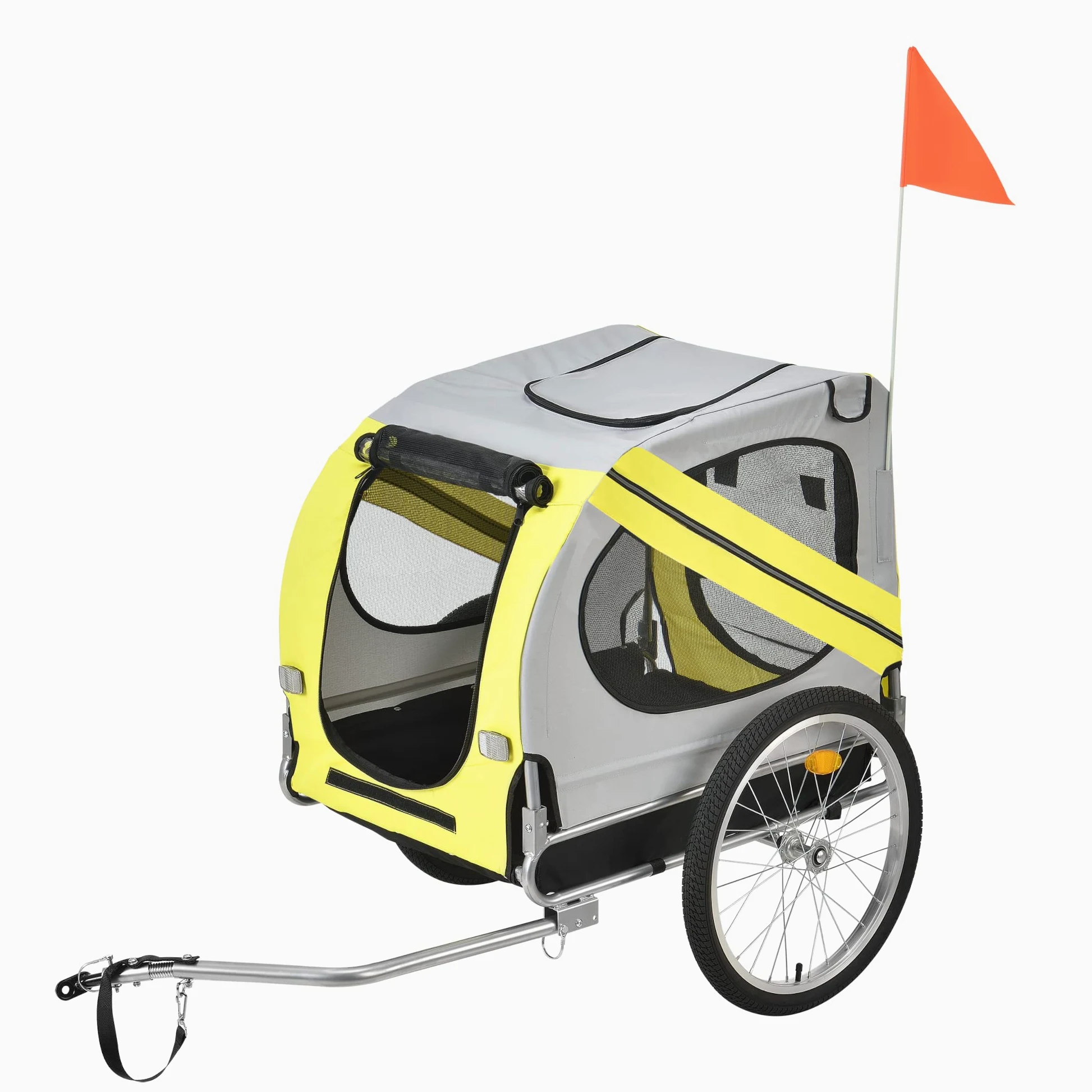 pro.tec Fahrradanhänger Hundeanhänger Hunde Transport bis zu 26 kg Anhänger Fahrrad Trailer Gelb/Blau