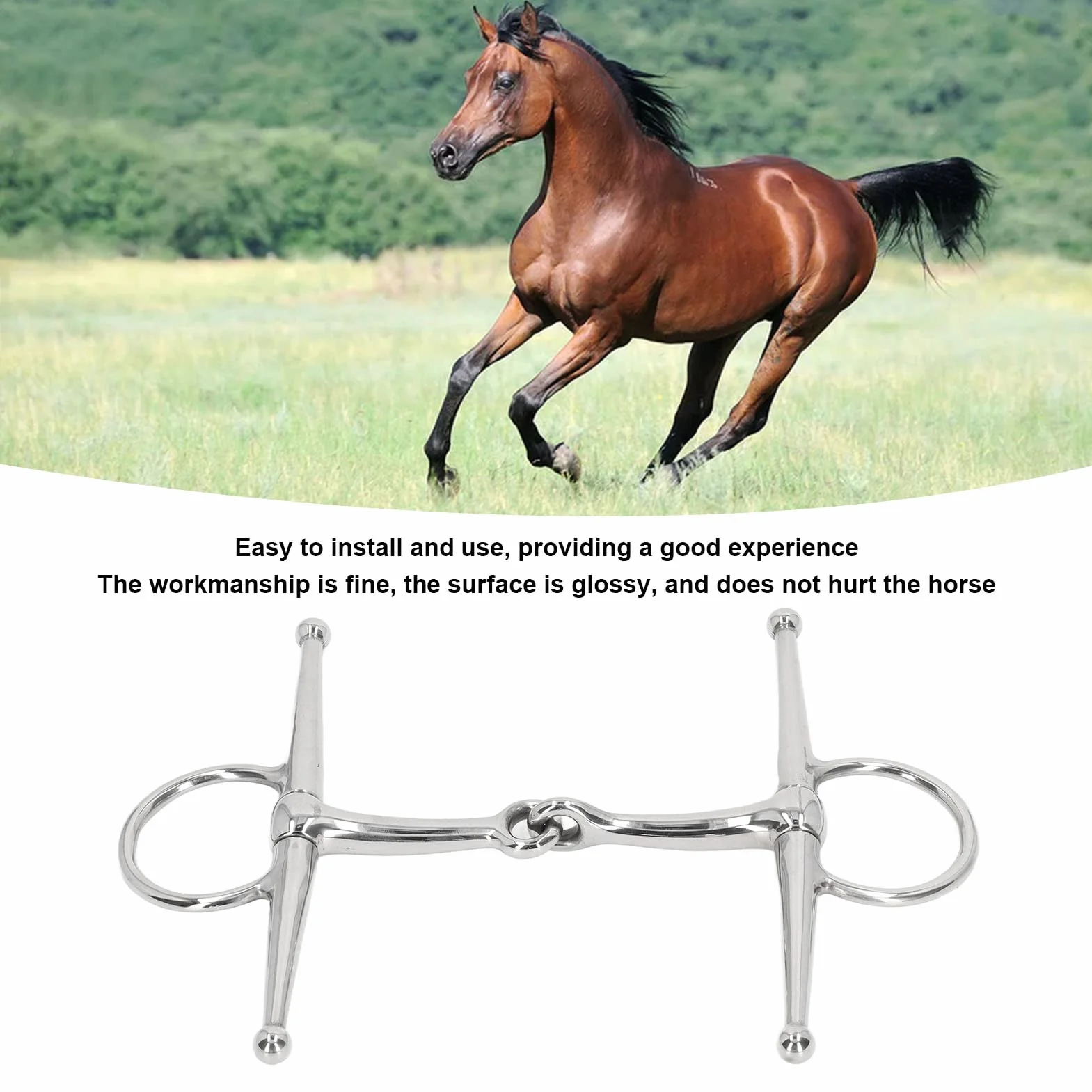 D-Ring-Trense, D-Trense Doppelt Gebrochen, 125 mm Pferdetrense Pferdemaulgebisse Vollbackentrense Edelstahlring Farm Jointed Bit Pferdegebiss Tack Snaffle Bit Pferdeknebel Dicke Bit