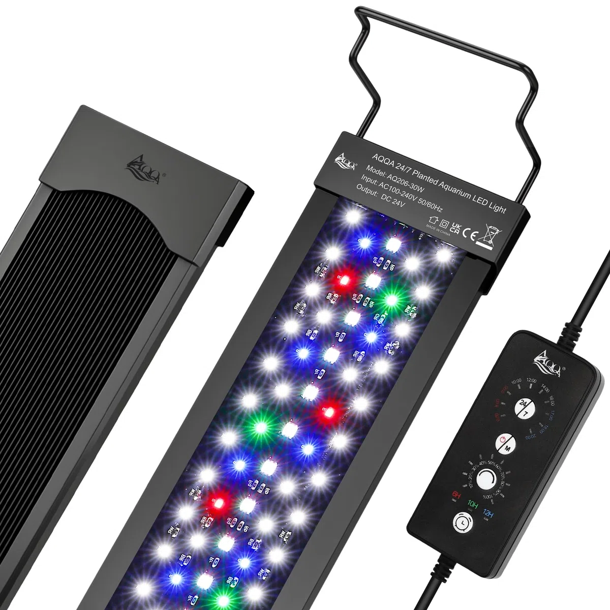 AQQA Aquarium LED Beleuchtung,36W Vollspektrum Aquarium Licht mit 24/7 Modus & DIY Modus,Einstellbarer Timer Helligkeit Aquarium Lampe,Speicherfunktion,Aquarium Pflanzenlicht für 60-80cm aquarien