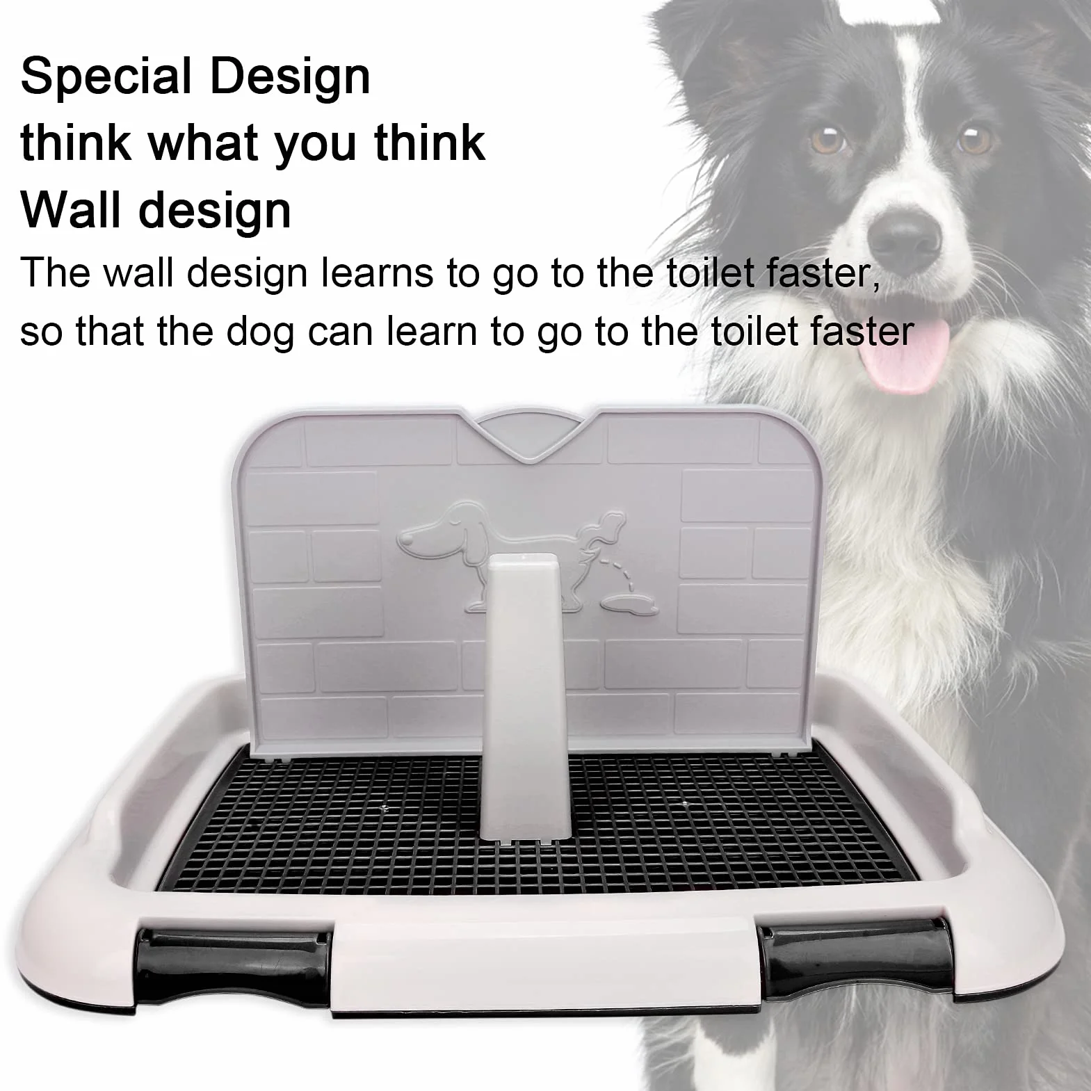 Ejoyous Hundetoilette Indoor, Hundeklo Trainingsklo mit Simulierter Wand Hunde Urinierunterlage für Trainingspads, für Balkon Indoor Kleine Hunde Unter 15 Pfund (Black)