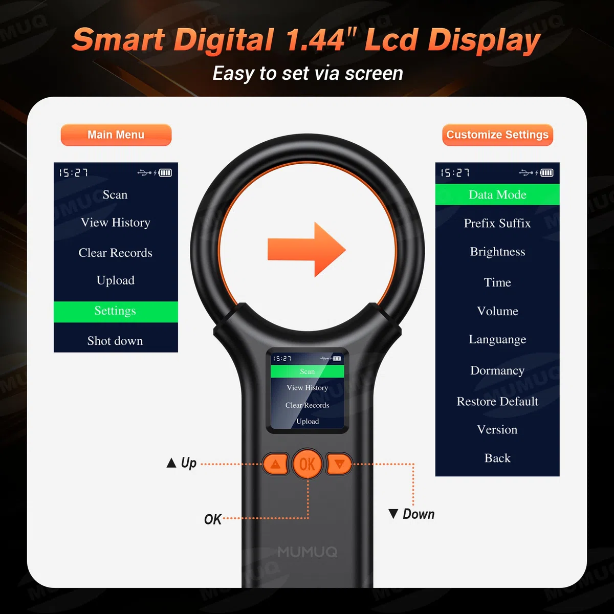 Chiplesegerät für Tiere Haustier ID Lesegerät RFID Mikrochip-Lesegerät mit 1.44 Inch LCD-Display 134,2 kHz 125 kHz, Liest Haustierchips in FDX-B (ISO11784/11785) und EMID-Mikrochips, 15 Ziffern