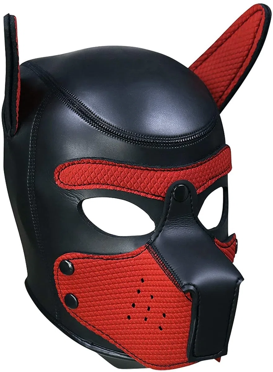 Hundemaske, Weiche Latex Petplay Hundemaske mit Ohren Welpenmaske Hunde Masken, Abnehmbarer Mund, Geeignet für Halloween, Urlaubsparty