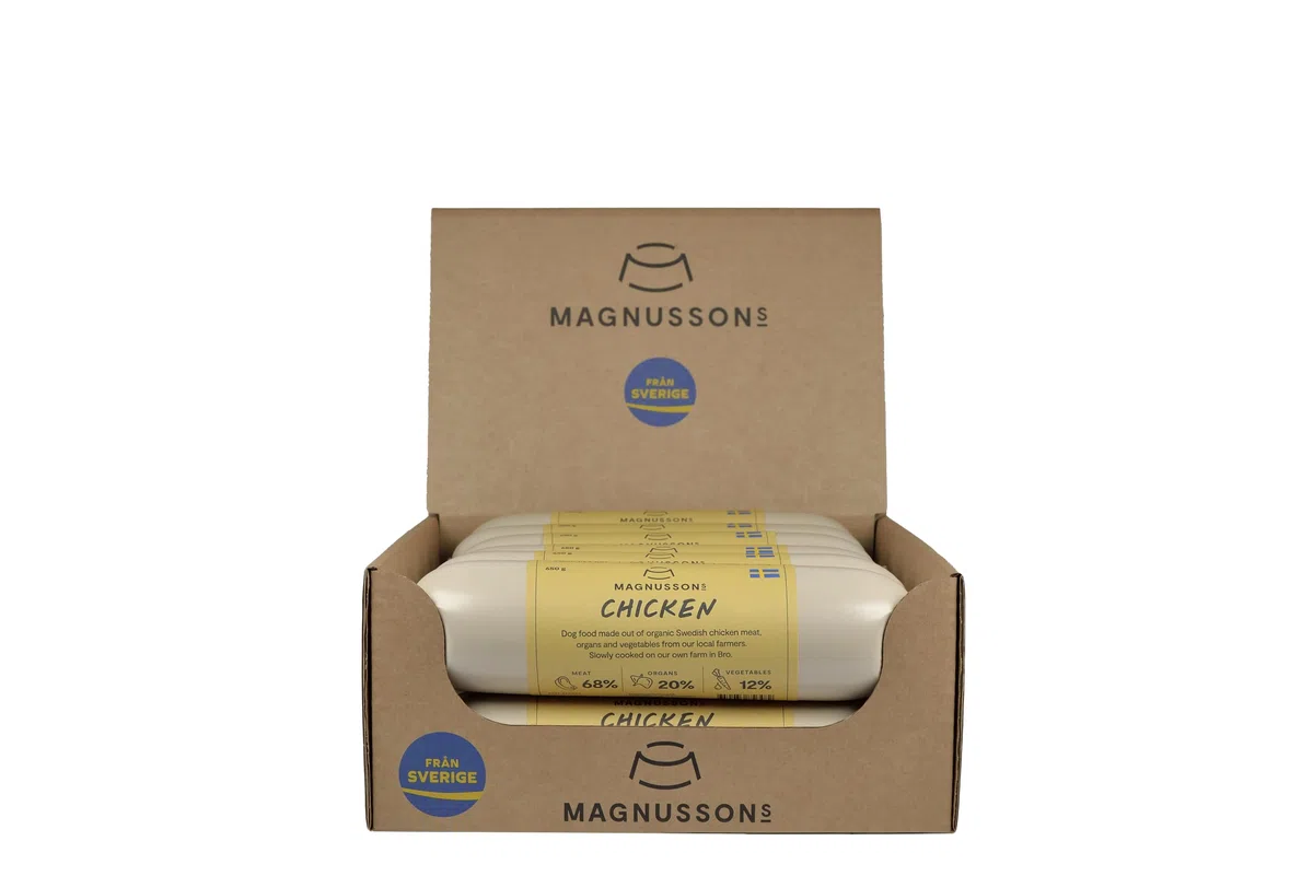 Magnussons Chicken Hundefutter Nassfutter | 12 x 650 g | Monoprotein Huhn | Welpen, Junghunde & Erwachsene Hunde | Alleinfuttermittel dampfgegart | Alle Rassen