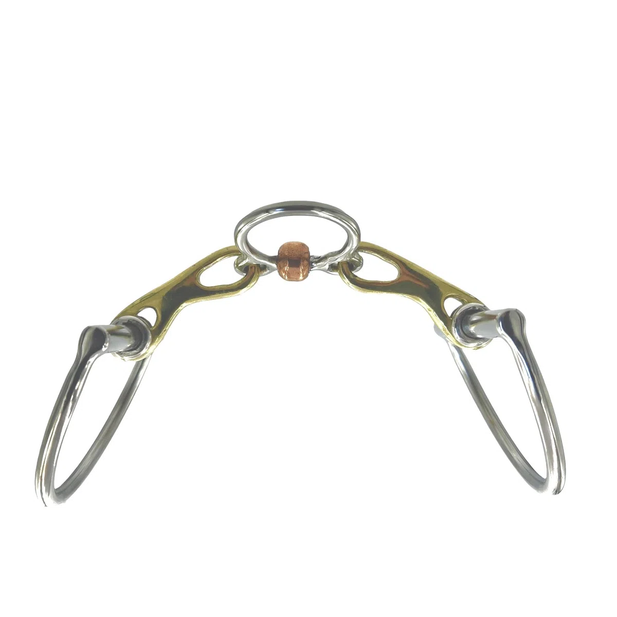 ES0169 JW Gebiss D-Ring D-Trense spezielles Port Trainer Bit mit Kupferrolle aus Edelstahl Gebissstärke 14 mm (13.5 cm)