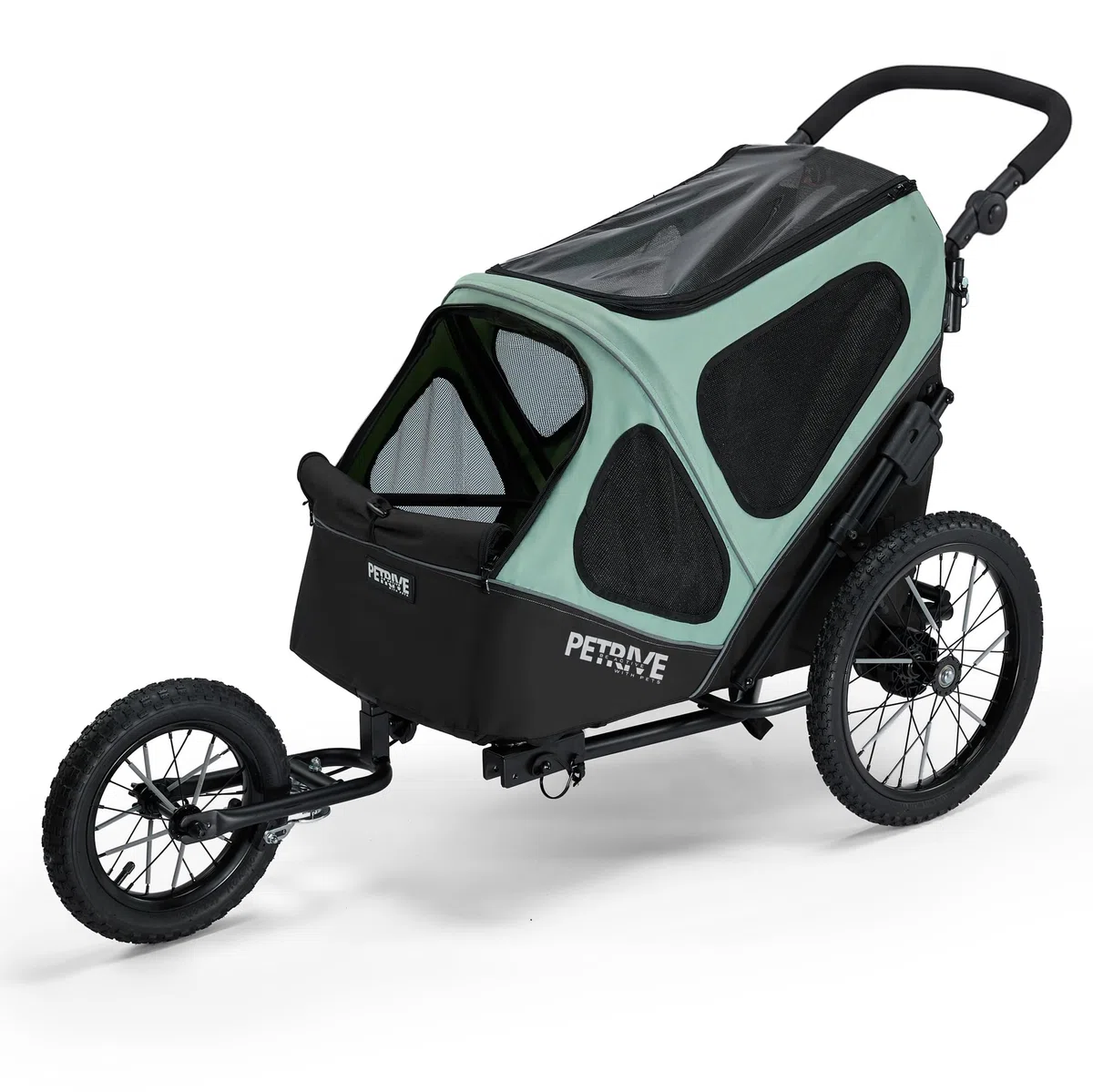 4-in-1 Fahrradanhänger für Hunde, Hundewagen, großer Transporter bis 30 kg, PETRIVE (Hellgrün)