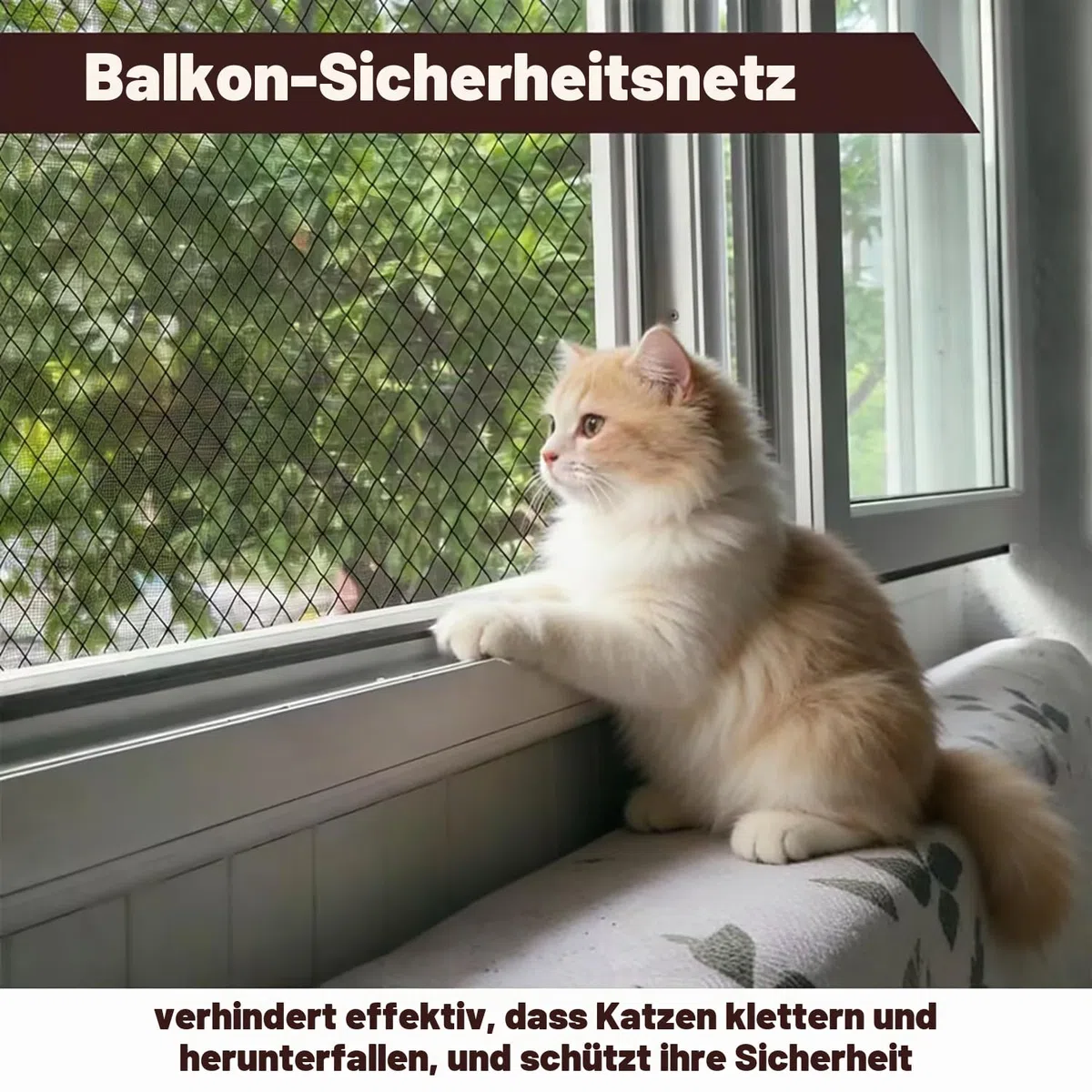 Katzennetz für Balkon, 3x4m Nylon Balkonnetz für Katzen Katzenschutznetz mit Befestigungsseil Nägel Kabelbinder für Fenster, Terrasse, Balkon (Schwarz)