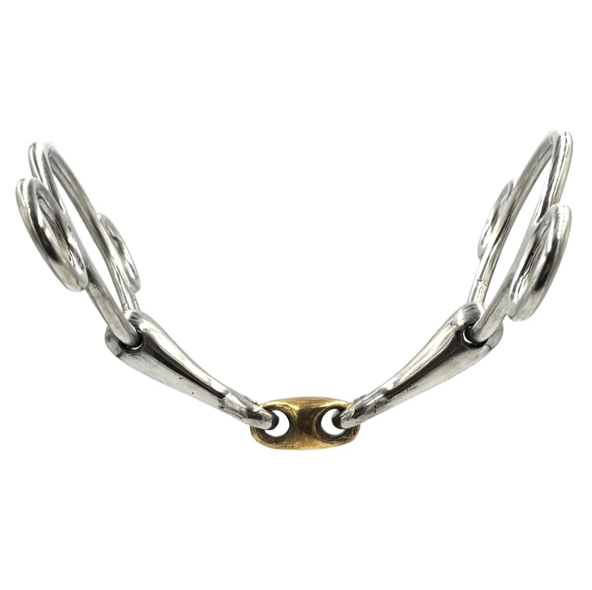 ES0259 JW Gebiss 3-Ringtrense 3-Ring Doppelt Gebrochen mit Kupfer anatomisch geformtes maulfreundliches aus Edelstahl Gebissstärke 16 mm (14.5 cm)