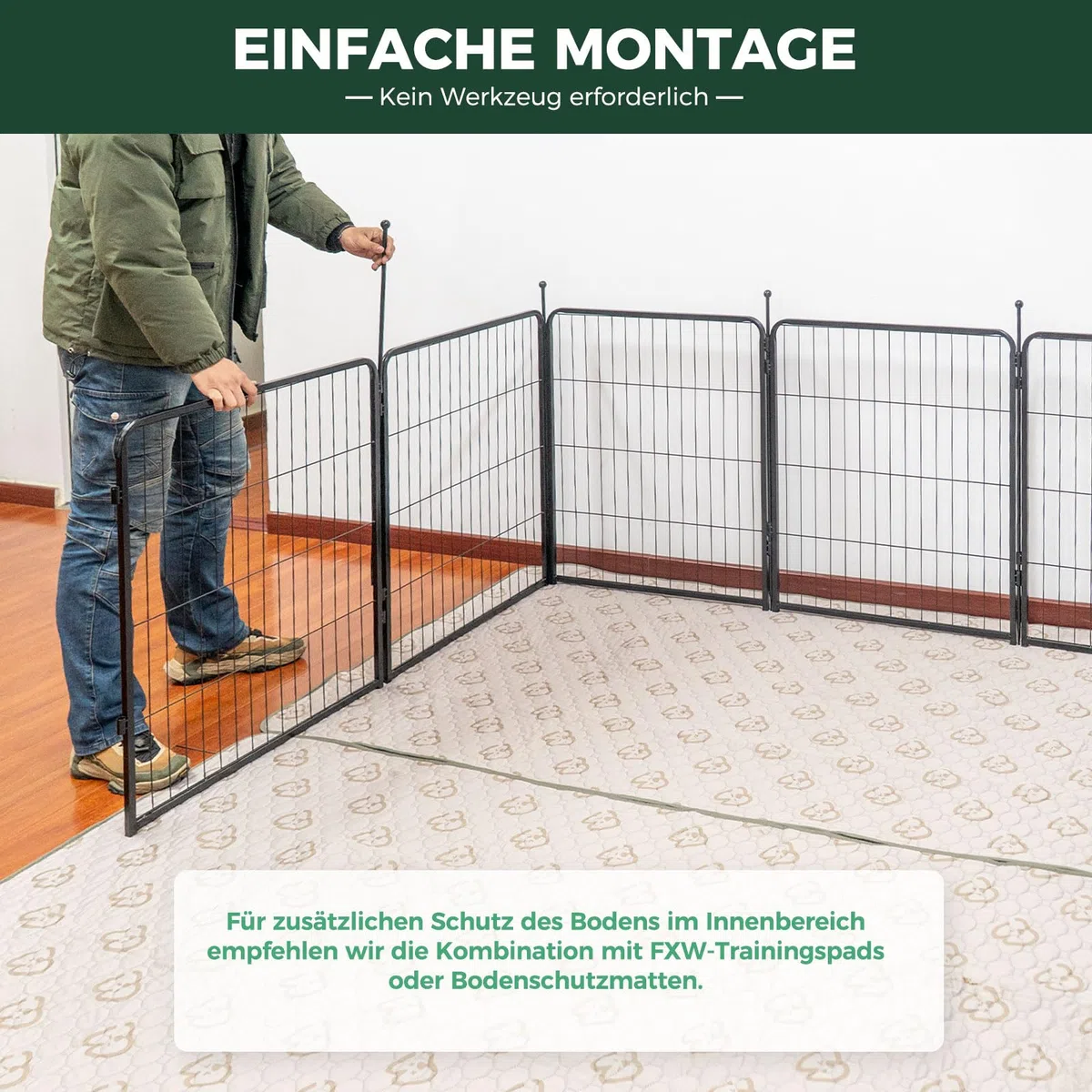 fxw Welpenauslauf für Hof, Wohnmobil-Camping, 80cm 8 Paneele für Kleine und Mittlere Hunde│Patentiert