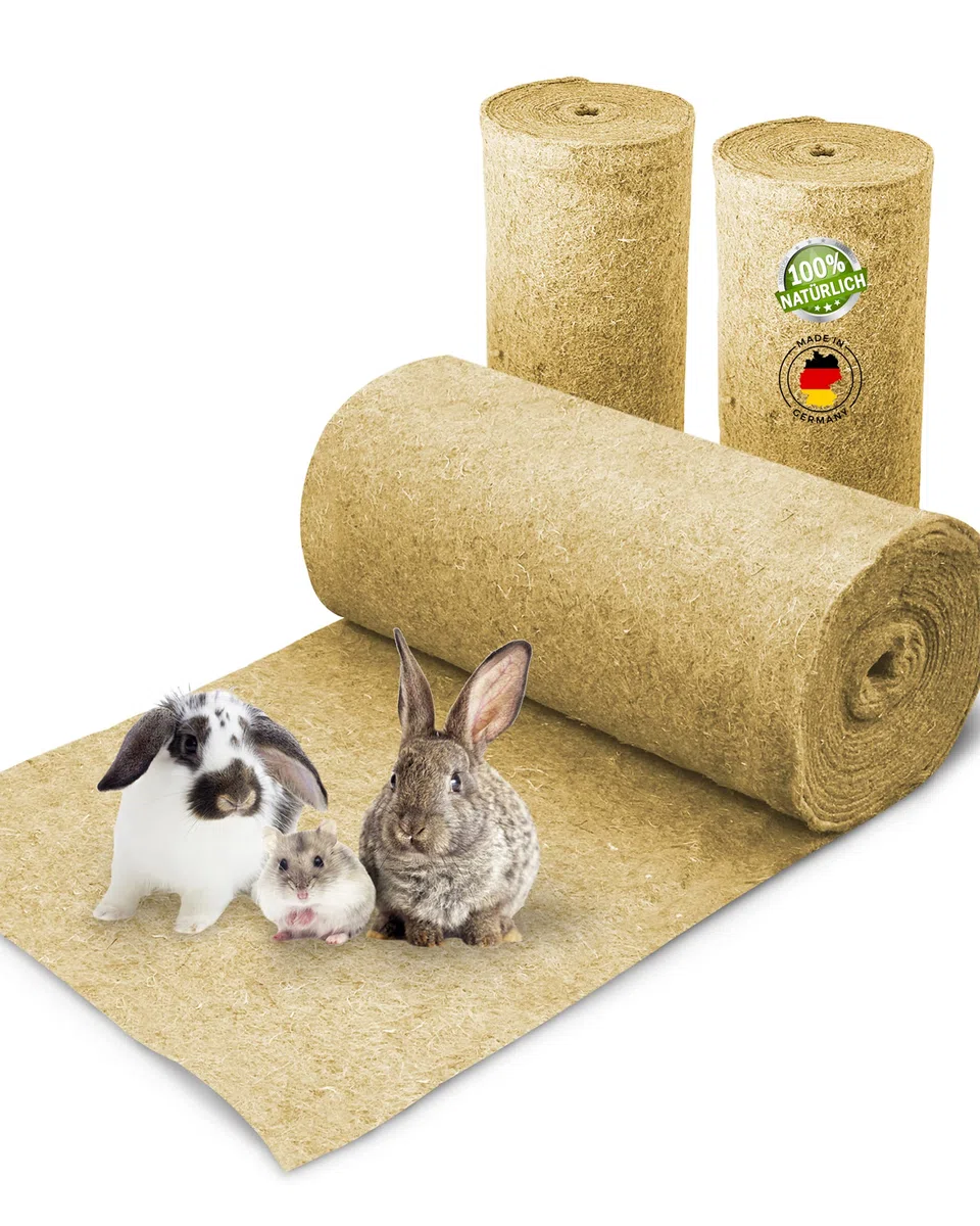 Nagerteppich aus 100% Hanf auf Rolle mit 10m Länge, 60cm Breite, 5mm dick, Hanfteppich für alle Arten Kleintiere, Hanfmatte Nagermatte Nager-Teppich