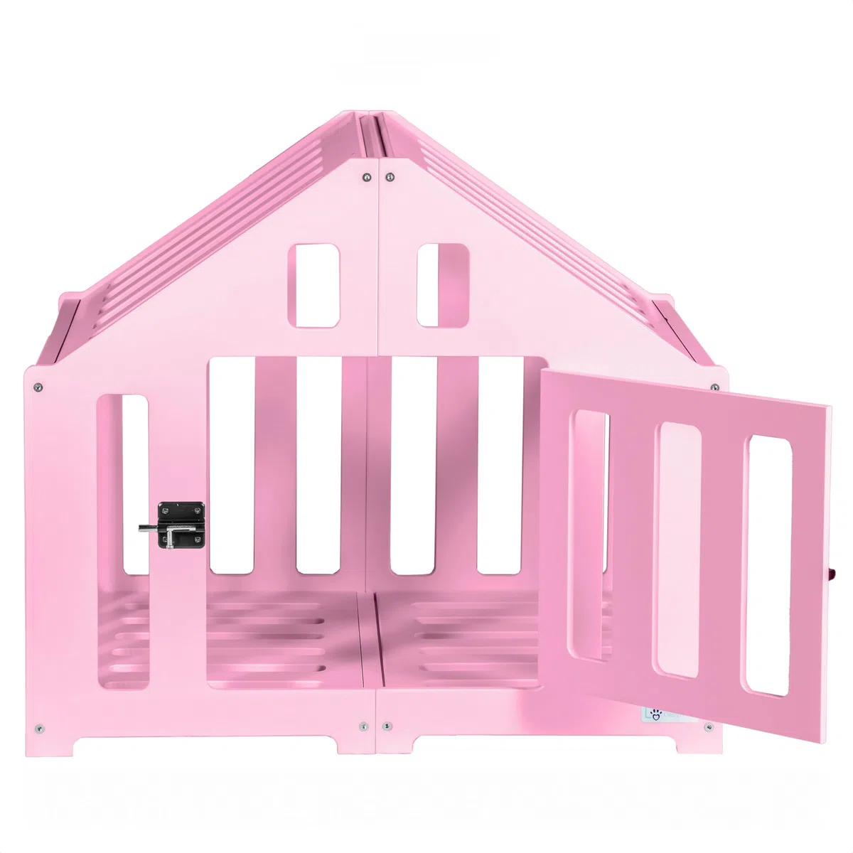 Hundehütte aus Holz, Hundekäfig Verschließbar, Tierhaus, Hundelaufstall, Hundehaus, Haustierbox, Hund, Katze, Indoor, Rosa